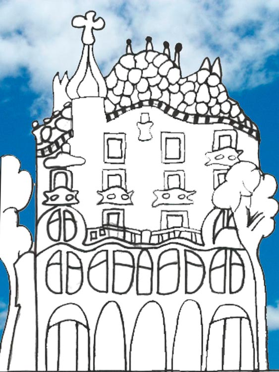 Dibujo  Casa Batló – Gaudí  para colorear