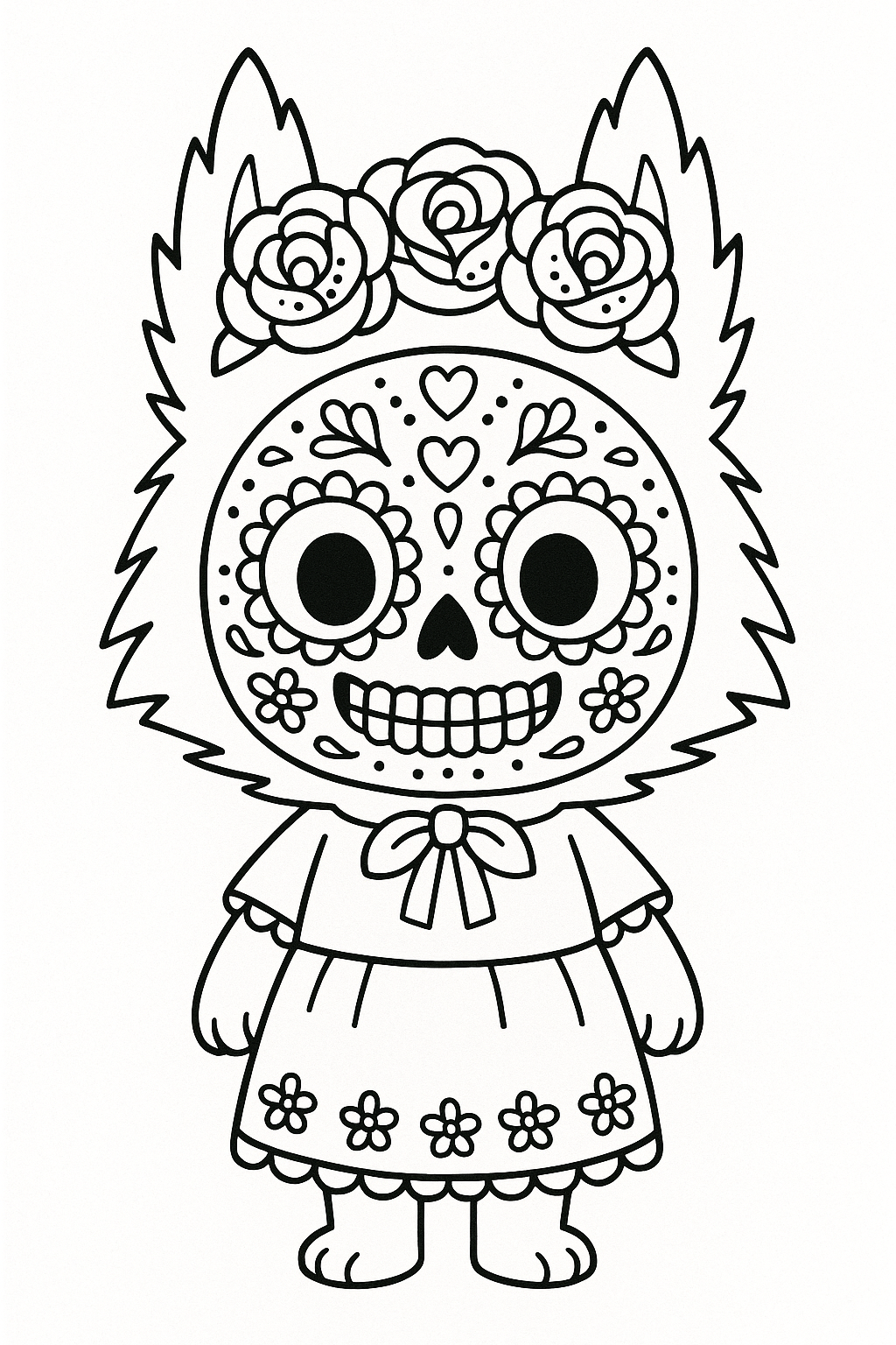 Dibujo Catrina Labubu para Colorear