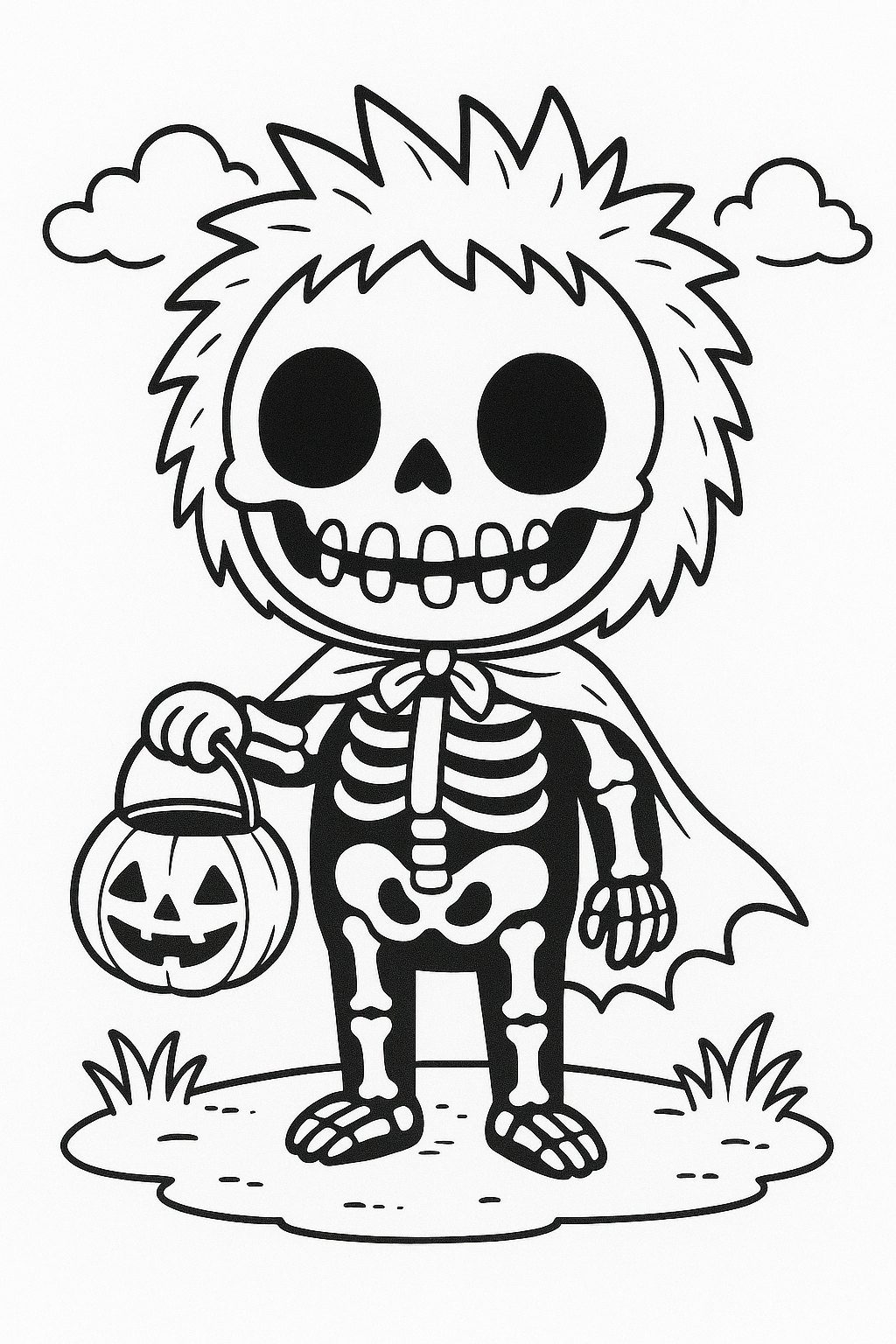 Dibujo Esqueleto Labubu Halloween para Colorear